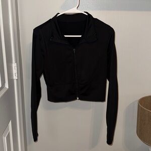 Black Cropped Zip-Up Jacket